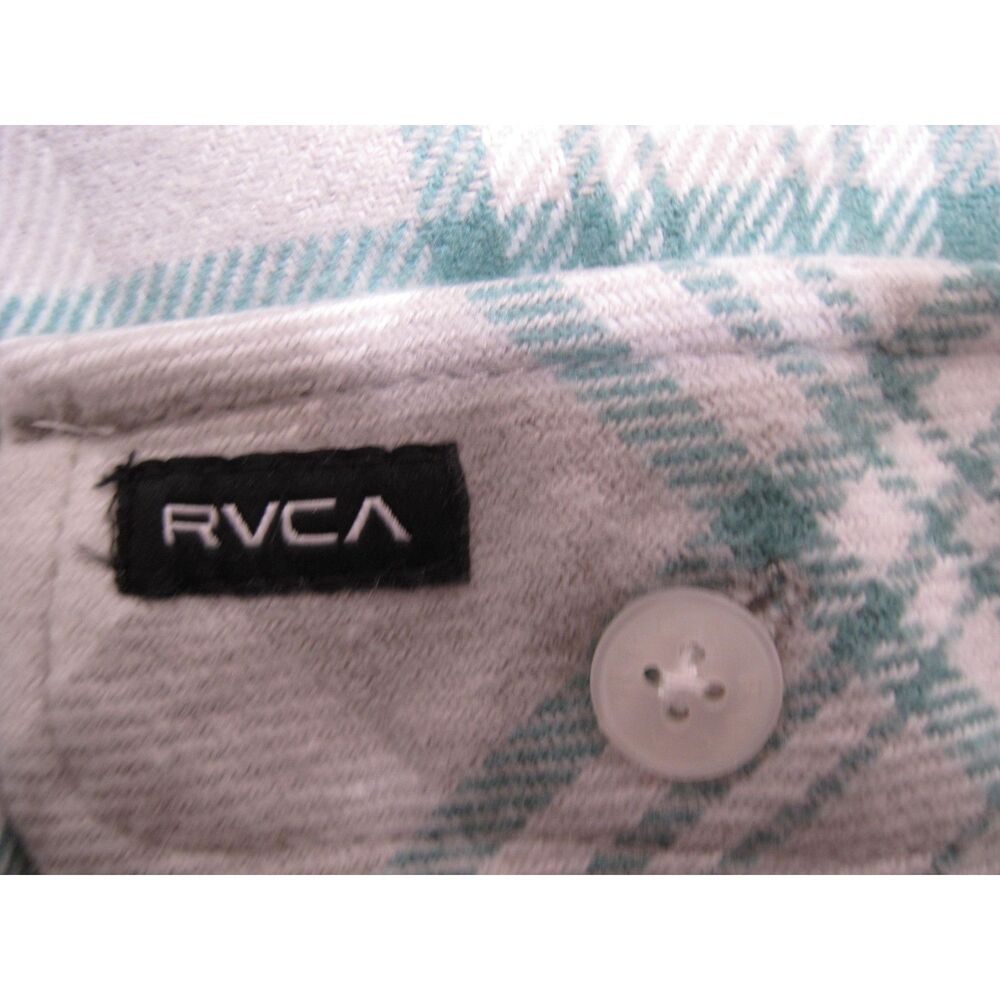RVCA Boys Gray/Green Button Up Thatll Work Flannel Size XL - Picture 3 of 8
